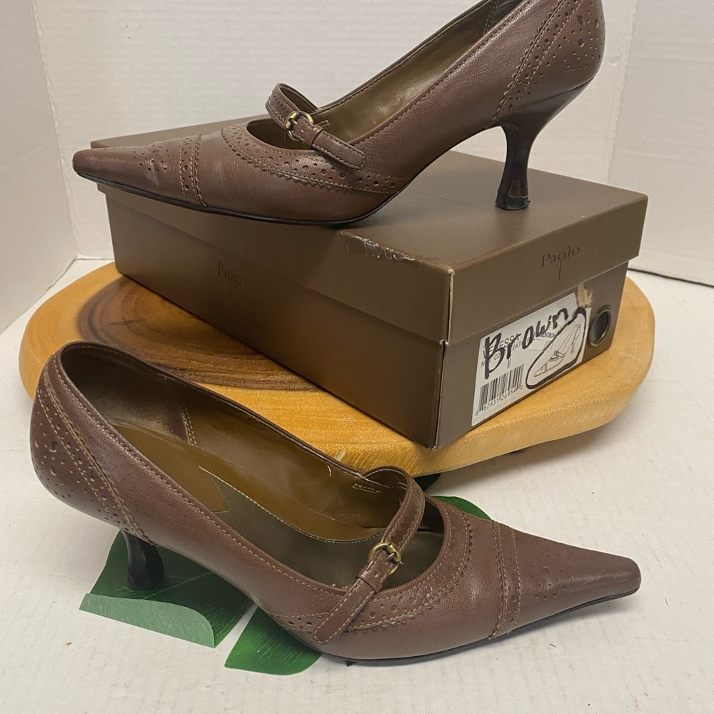 Paolo VAnessa Brown Leather Heels - Picture 1 of 8